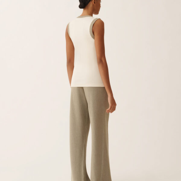 Fabiana Filippi Jersey Tank Top in Butter and Khaki, view 4
