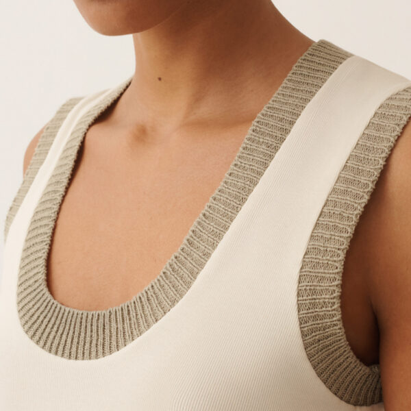 Fabiana Filippi Jersey Tank Top in Butter and Khaki, view 5