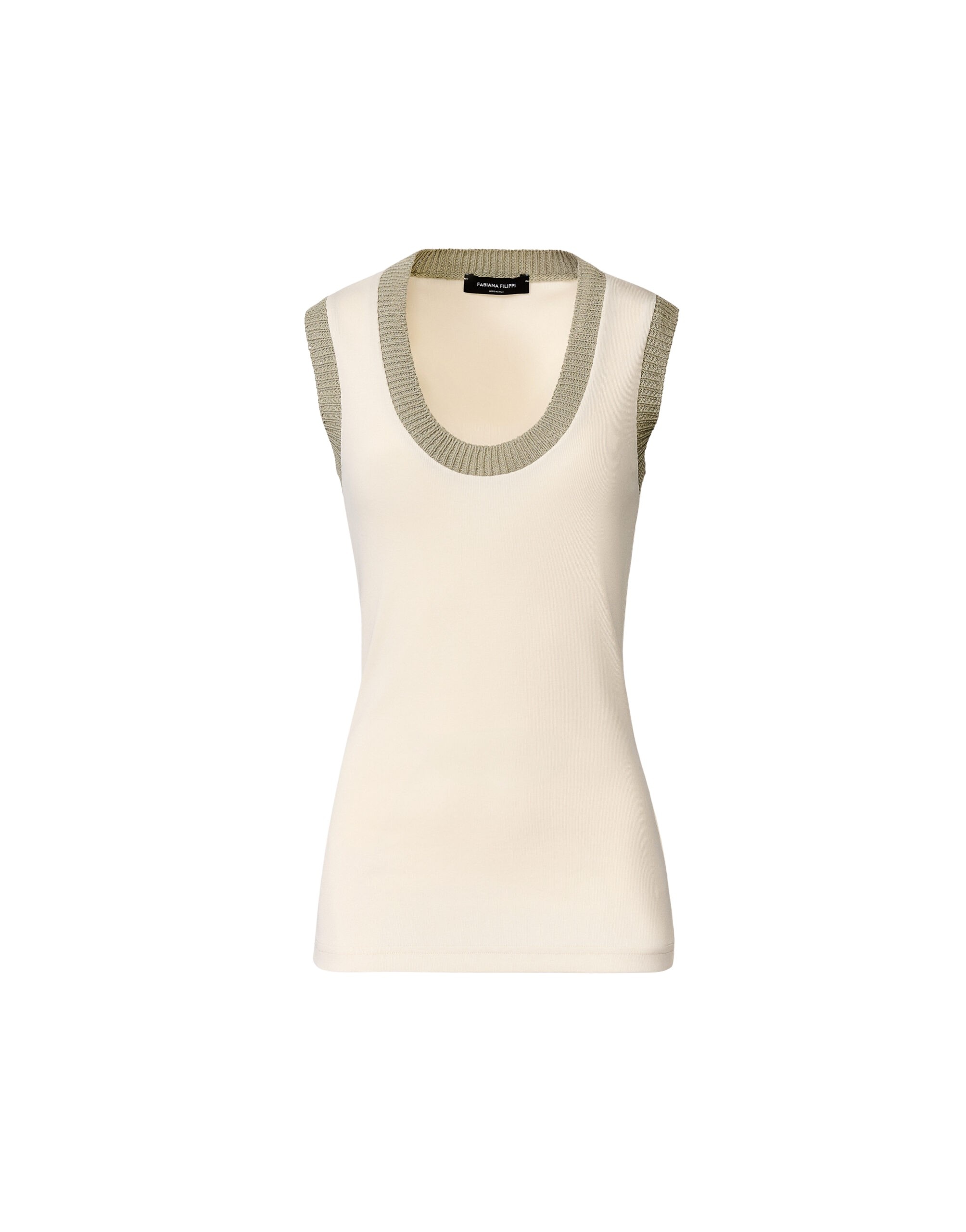 Fabiana Filippi Jersey Tank Top in Butter and Khaki