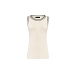 Fabiana Filippi Jersey Tank Top in Butter and Midnight Blue