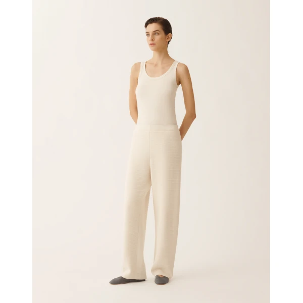 Fabiana Filippi Jogging Pants in Wool and Cotton, Butter, view 3