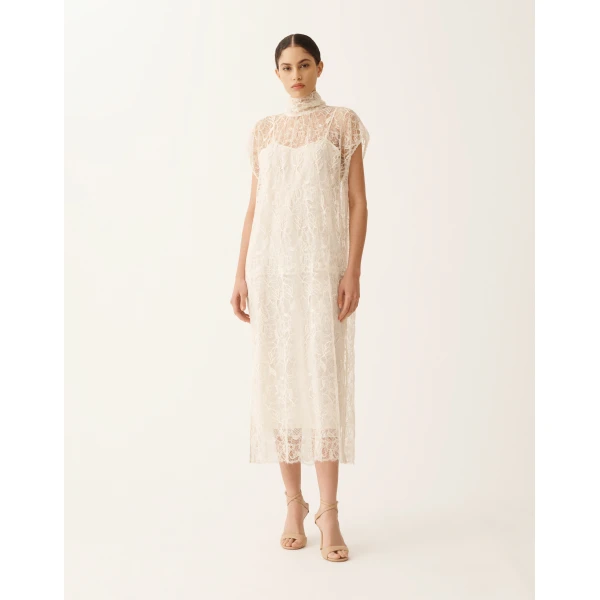 Fabiana Filippi Lace Dress in Butter, view 3