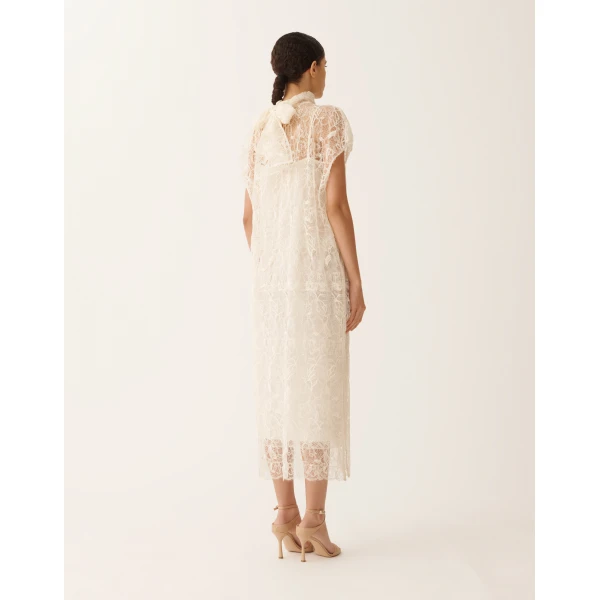 Fabiana Filippi Lace Dress in Butter, view 4