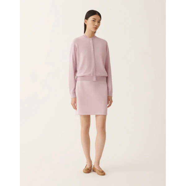 Fabiana Filippi Lilac Pink Wool and Cotton Cardigan, view 3
