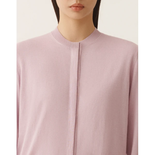 Fabiana Filippi Lilac Pink Wool and Cotton Cardigan, view 5