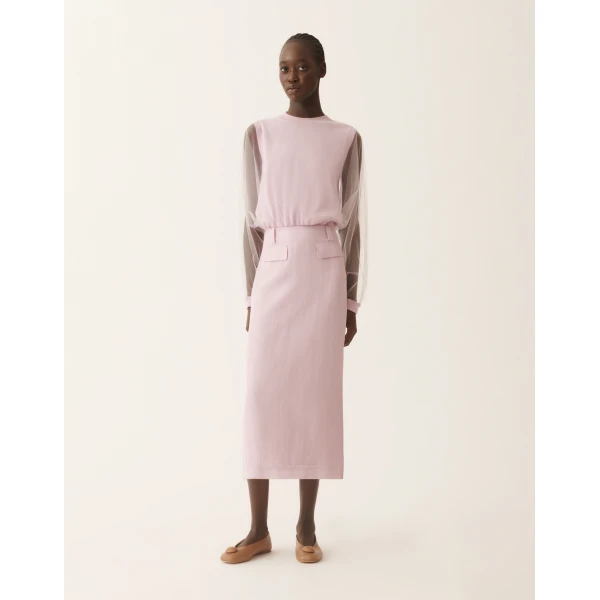 Fabiana Filippi Lillac Pink Pencil Skirt in Fluid Fabric, Lilac Pink, view 3