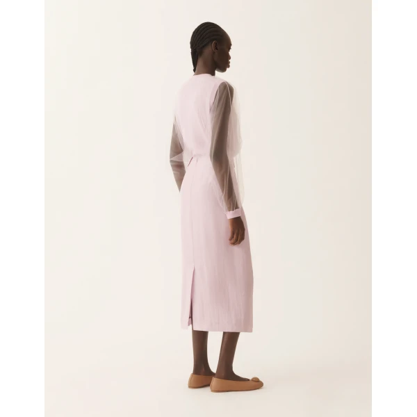 Fabiana Filippi Lillac Pink Pencil Skirt in Fluid Fabric, Lilac Pink, view 4