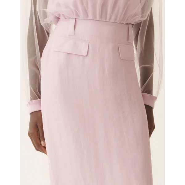 Fabiana Filippi Lillac Pink Pencil Skirt in Fluid Fabric, Lilac Pink, view 5