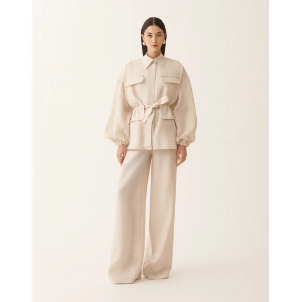 Fabiana Filippi Linen Canvas Field Jacket in Natural, view 3