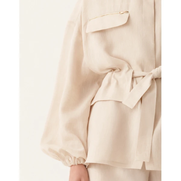 Fabiana Filippi Linen Canvas Field Jacket in Natural, view 5