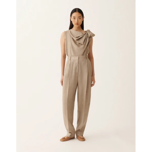 Fabiana Filippi Linen Canvas Pants in Dove Grey, view 3
