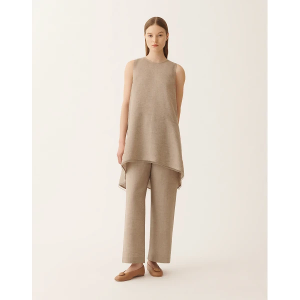 Fabiana Filippi Linen Fabric Top in Dove Grey, view 3