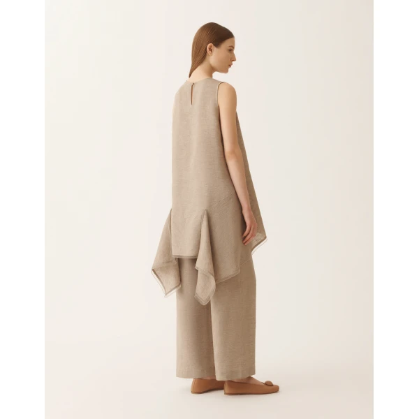 Fabiana Filippi Linen Fabric Top in Dove Grey, view 4