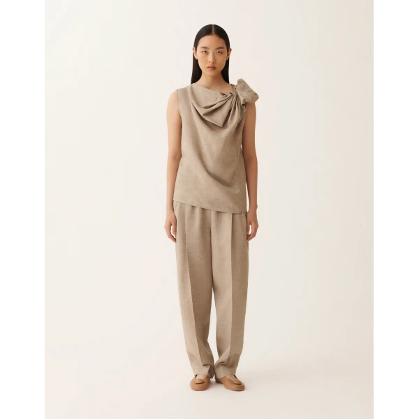 Fabiana Filippi Linen Top in Taupe, Dove Grey, view 3