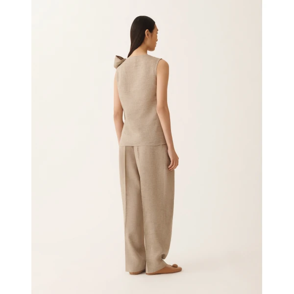 Fabiana Filippi Linen Top in Taupe, Dove Grey, view 4
