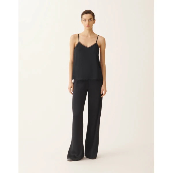 Fabiana Filippi Lingerie Top in Crepe de Chine, Midnight Blue, view 3