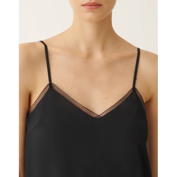 Fabiana Filippi Lingerie Top in Crepe de Chine, Midnight Blue, view 5