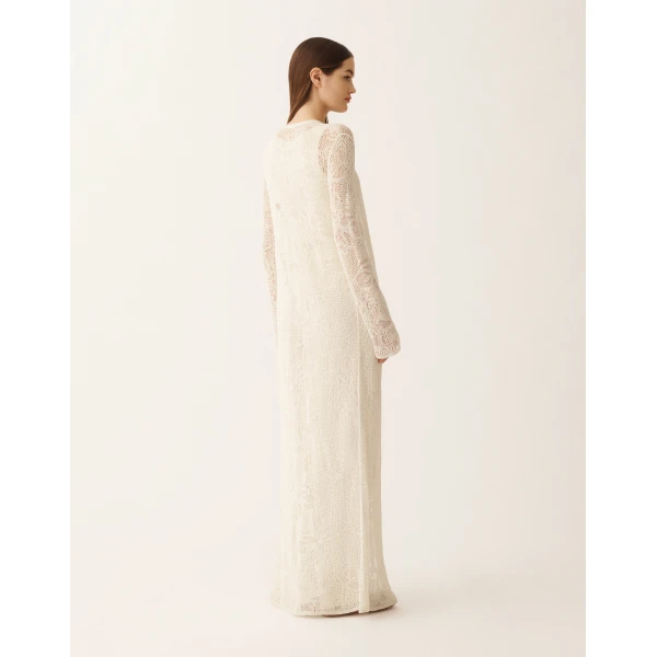 Fabiana Filippi Long Cardigan in Micro Sequins, Mastic, view 4