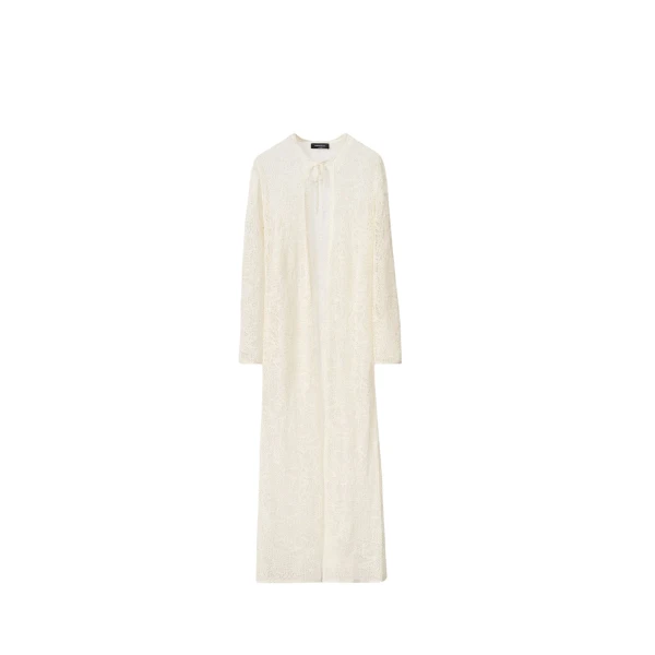 Fabiana Filippi Long Cardigan in Micro Sequins, Mastic