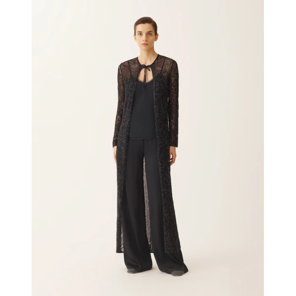 Fabiana Filippi Long Cardigan in Midnight Blue Micro Sequins, view 3
