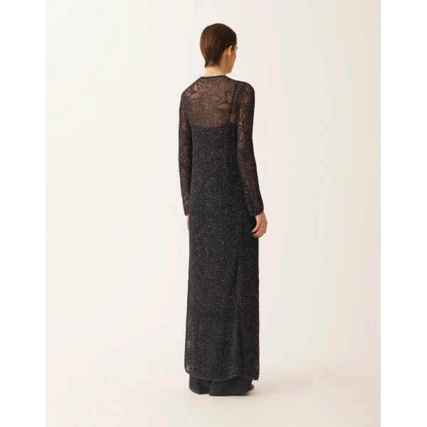 Fabiana Filippi Long Cardigan in Midnight Blue Micro Sequins, view 4