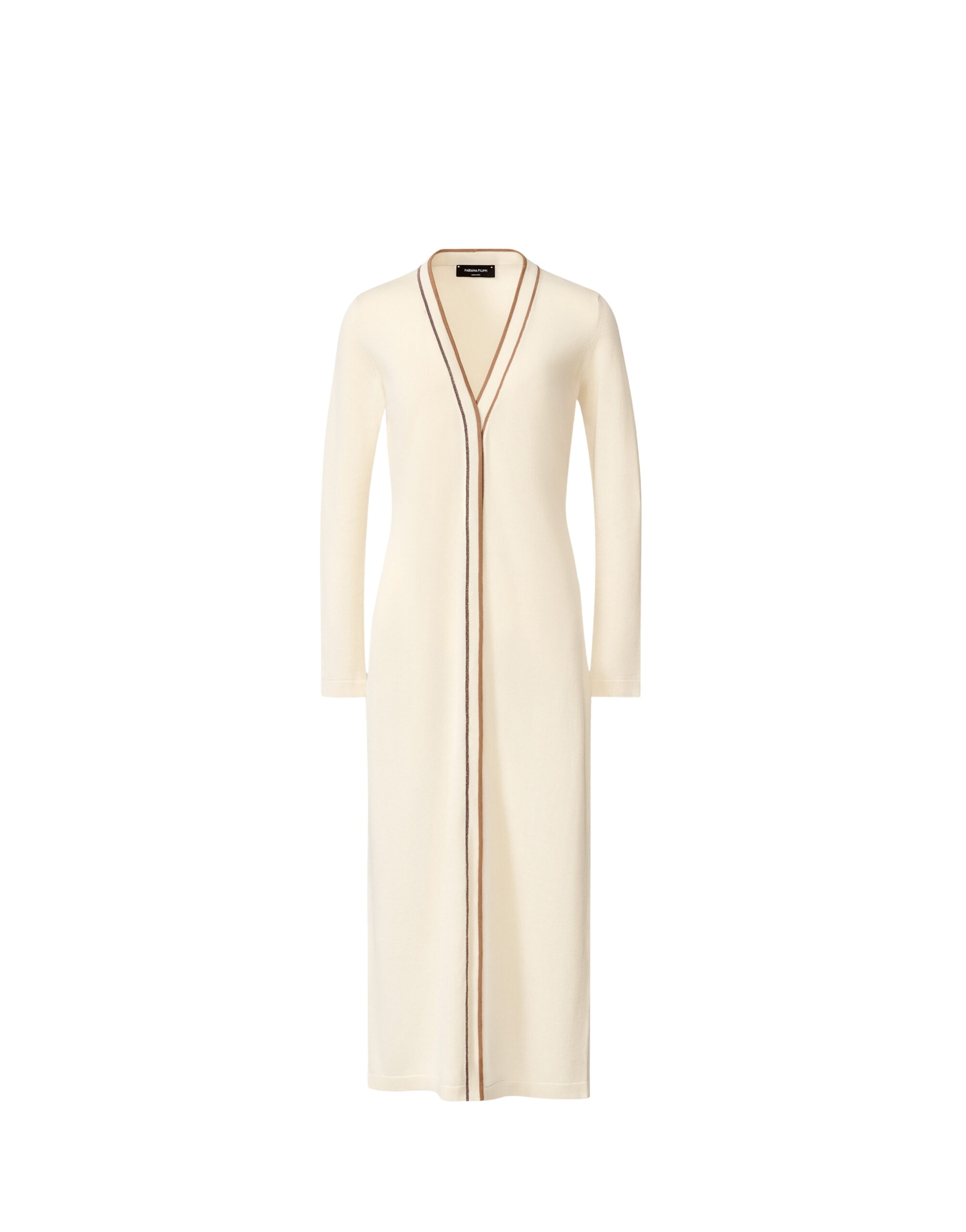 Fabiana Filippi Long Cardigan in Organic Cotton, Butter