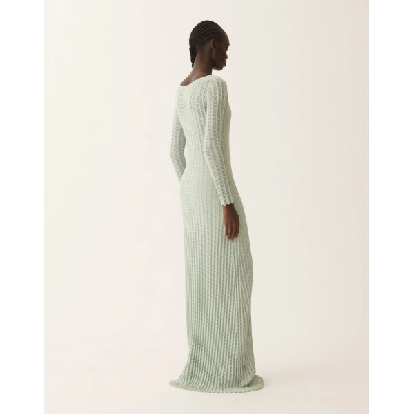 Fabiana Filippi Long Dress in Organic Cotton, Ghirri Green, view 4