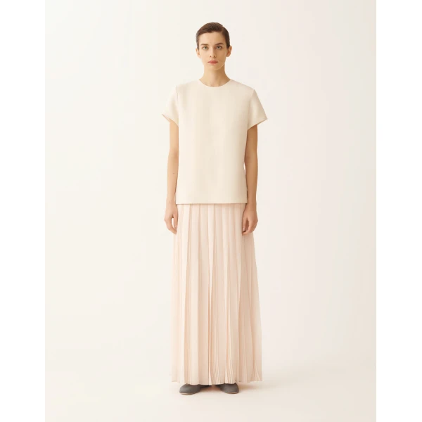 Fabiana Filippi Long Dress with Georgette Skirt in Butter, view 3
