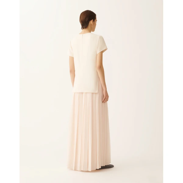 Fabiana Filippi Long Dress with Georgette Skirt in Butter, view 4