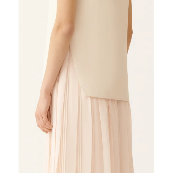 Fabiana Filippi Long Dress with Georgette Skirt in Butter, view 5