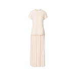 Fabiana Filippi Long Dress with Georgette Skirt in Butter
