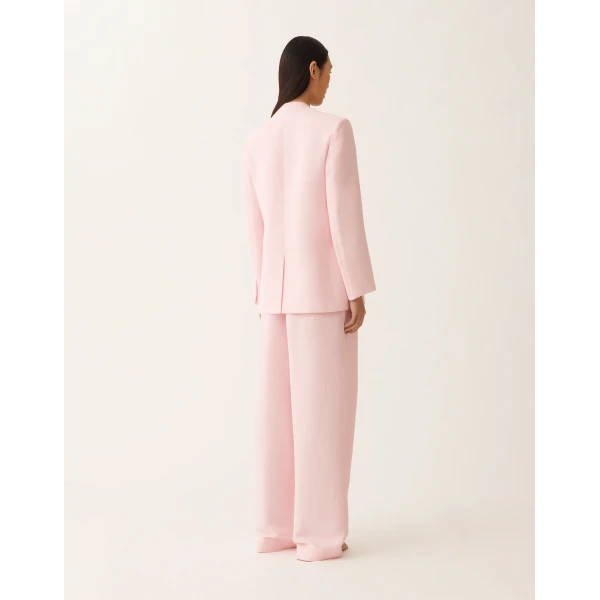 Fabiana Filippi Long Jacket in Fluid Linen and Viscose, Petal Pink, view 4