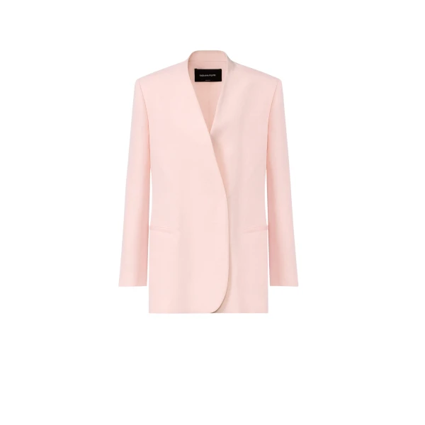 Fabiana Filippi Long Jacket in Fluid Linen and Viscose, Petal Pink