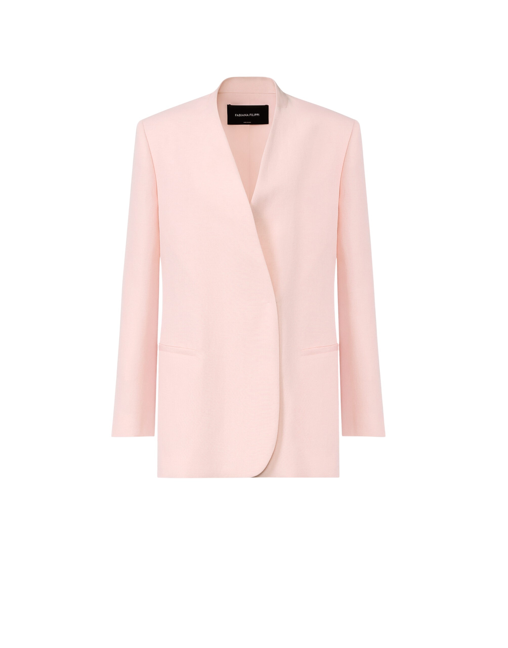 Fabiana Filippi Long Jacket in Fluid Linen and Viscose, Petal Pink
