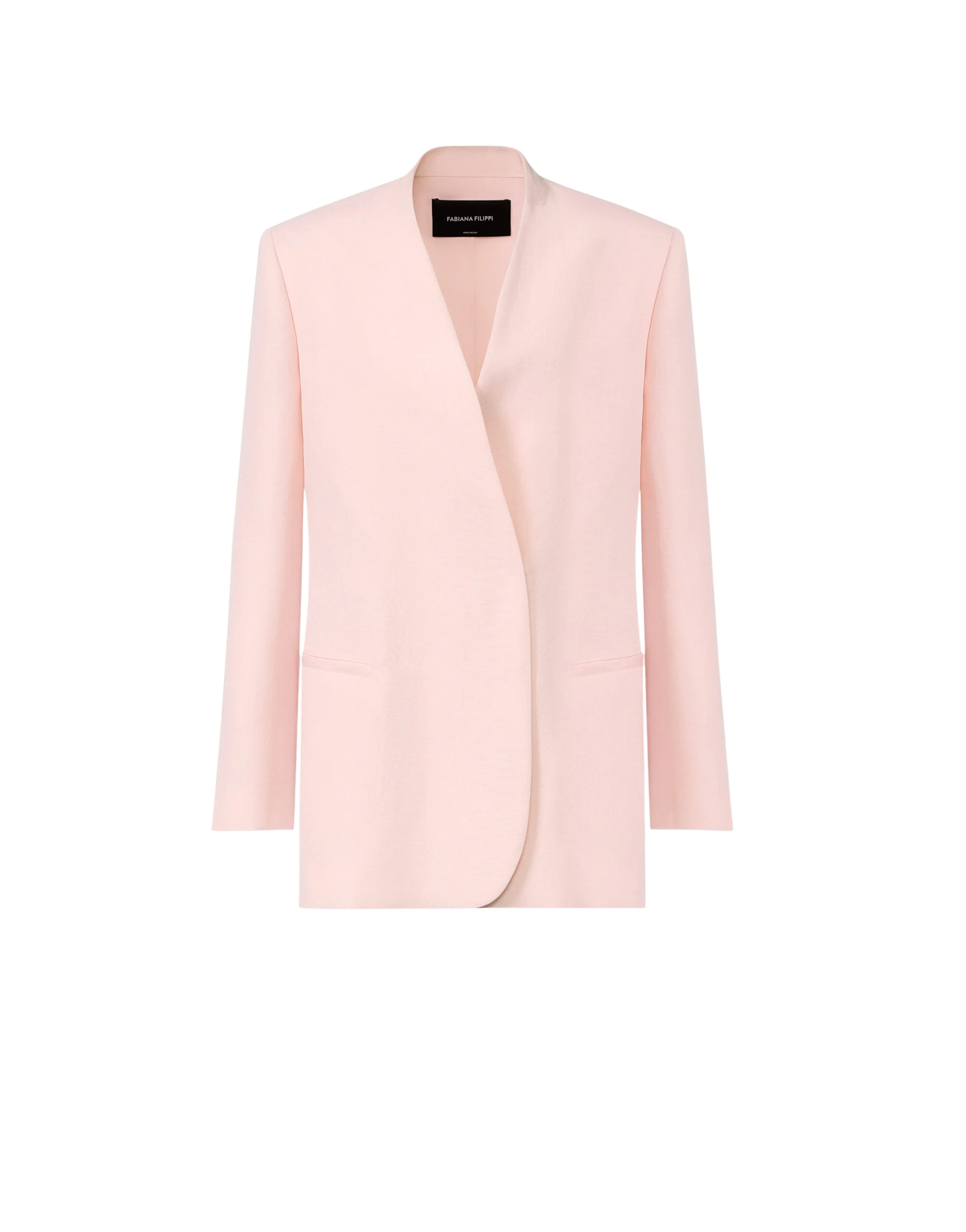 Fabiana Filippi Long Jacket in Fluid Linen and Viscose, Petal Pink