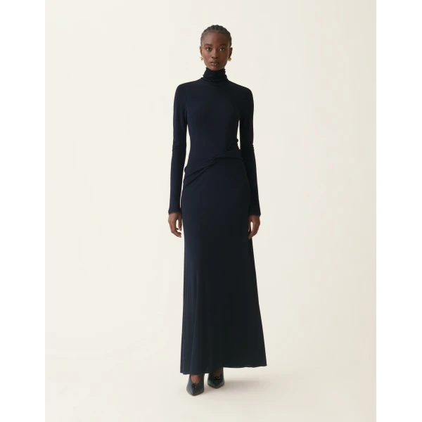 Fabiana Filippi Long Jersey Dress in Midnight Blue, view 3