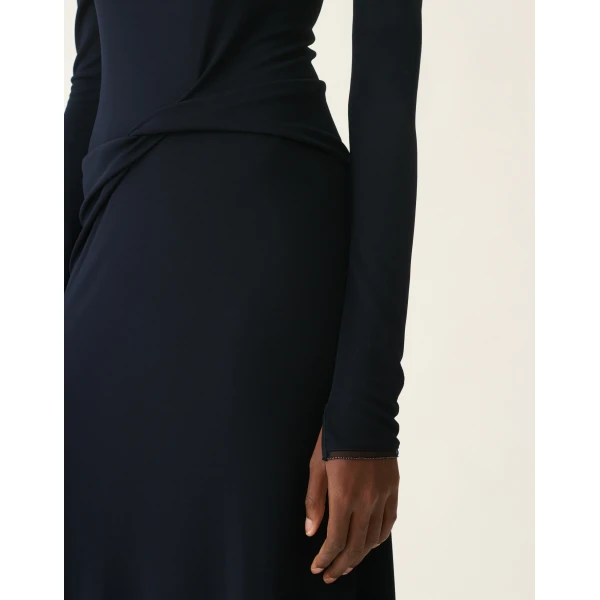 Fabiana Filippi Long Jersey Dress in Midnight Blue, view 5