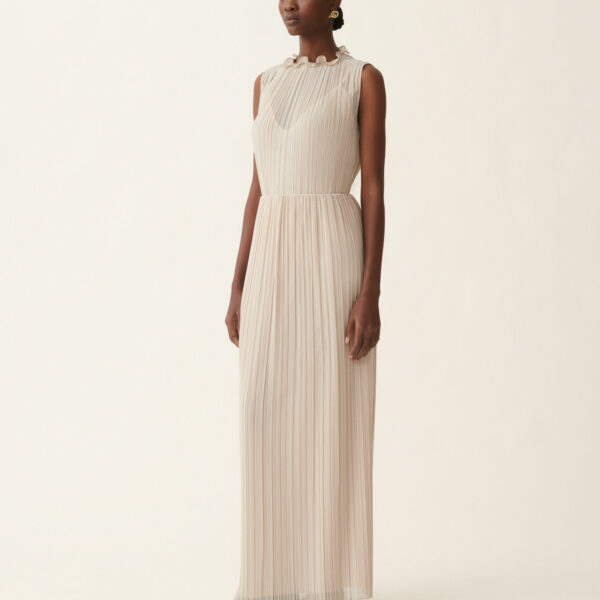Fabiana Filippi Long Pleated Skirt in Beige, view 3