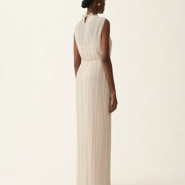 Fabiana Filippi Long Pleated Skirt in Beige, view 4