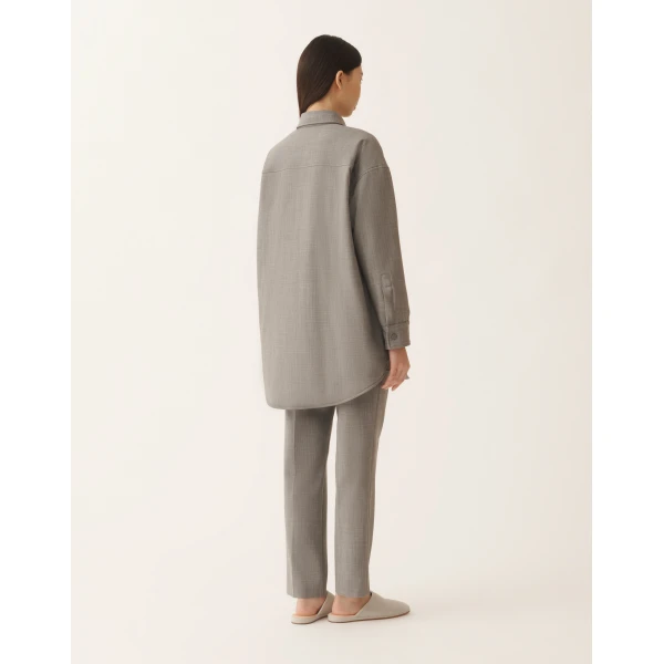 Fabiana Filippi Long Shirt in Bistretch Fresh Wool with Padding, Rock Mélange, view 4