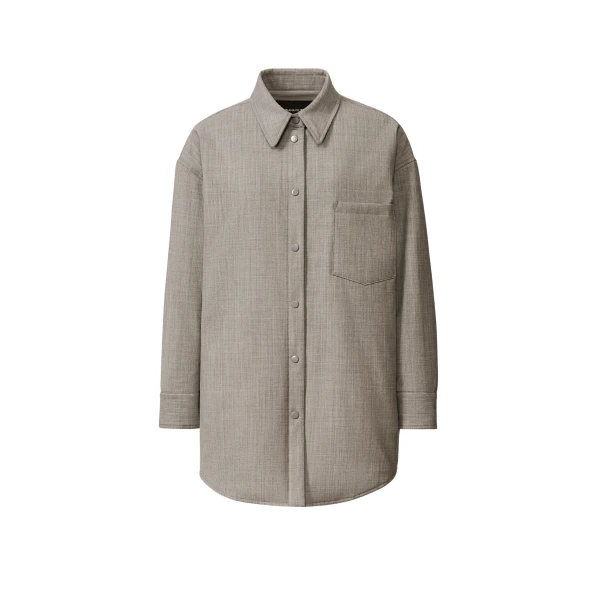 Fabiana Filippi Long Shirt in Bistretch Fresh Wool with Padding, Rock Mélange