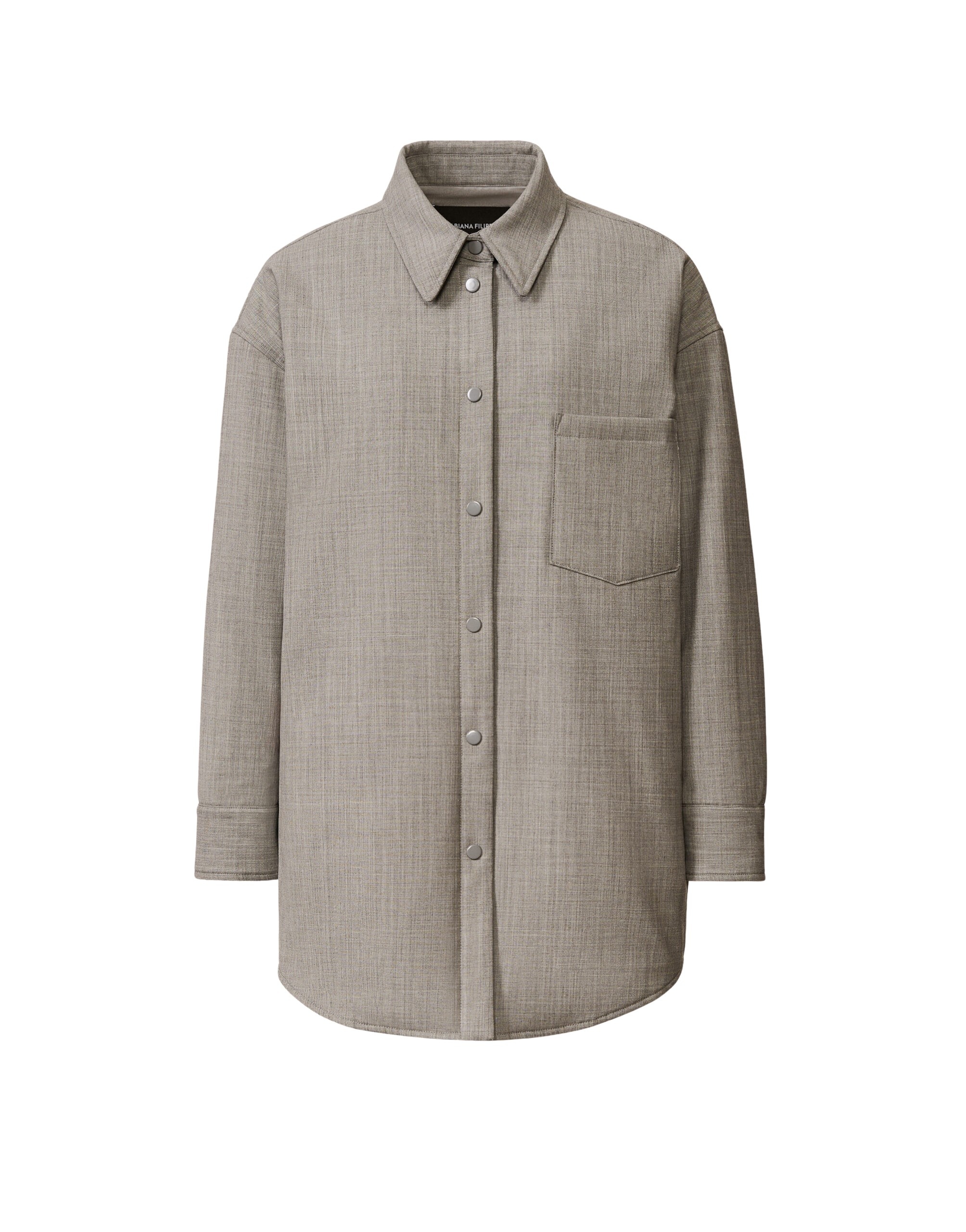 Fabiana Filippi Long Shirt in Bistretch Fresh Wool with Padding, Rock Mélange