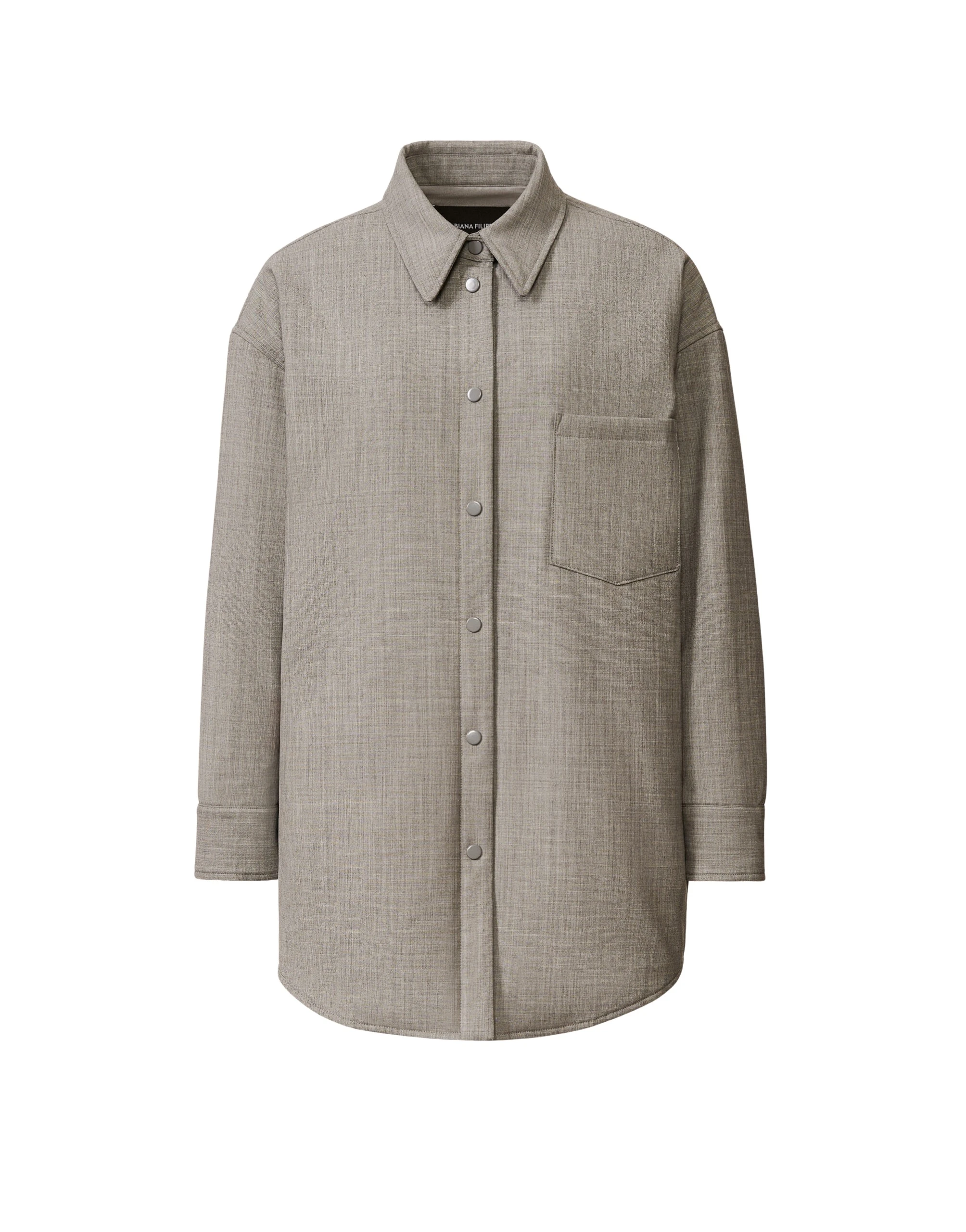 Fabiana Filippi Long Shirt in Bistretch Fresh Wool with Padding, Rock Mélange