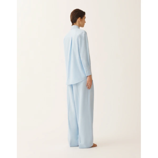 Fabiana Filippi Long Sky Blue Poplin Shirt, view 4