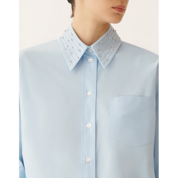 Fabiana Filippi Long Sky Blue Poplin Shirt, view 5