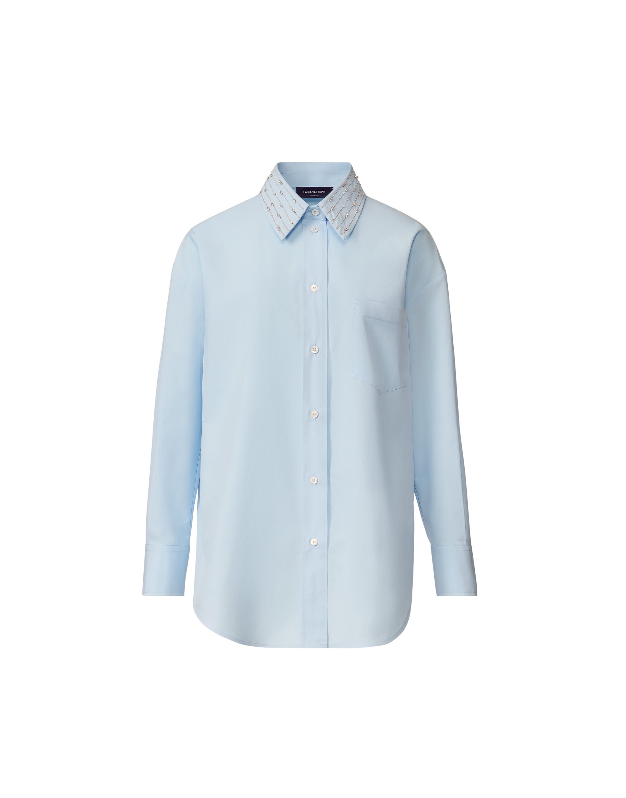 Fabiana Filippi Long Sky Blue Poplin Shirt