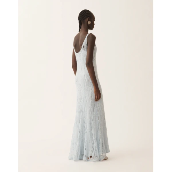 Fabiana Filippi Long Tank Dress in Mohair, Aqua, view 4