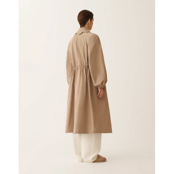 Fabiana Filippi Long Trench Coat in Ottoman, Mud, view 4