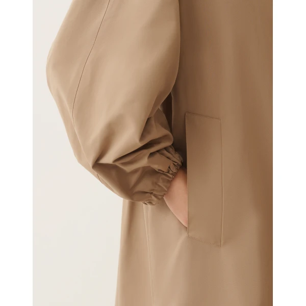 Fabiana Filippi Long Trench Coat in Ottoman, Mud, view 5