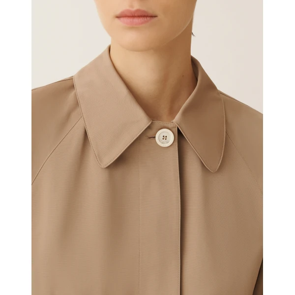 Fabiana Filippi Long Trench Coat in Ottoman, Mud, view 6